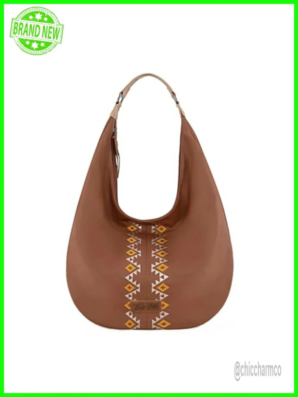 Faux Leather Aztec Hobo Slouchy Shoulder Bag with Zipper